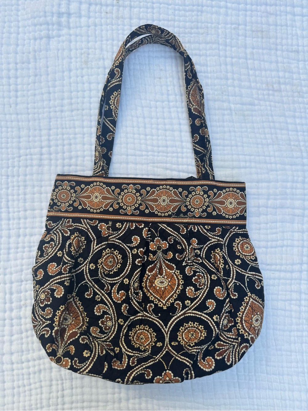 Vera Bradley latte Black and Brown Paisley Tote Bag